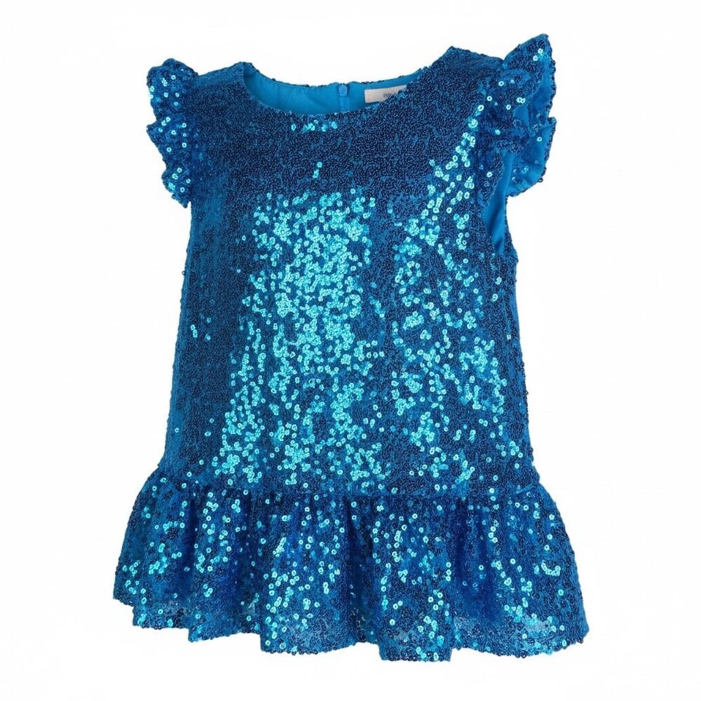 Butterfly Craze Blue Sequin Tunic Top Dress Up Girls 4-5 Mermaid Horse Show